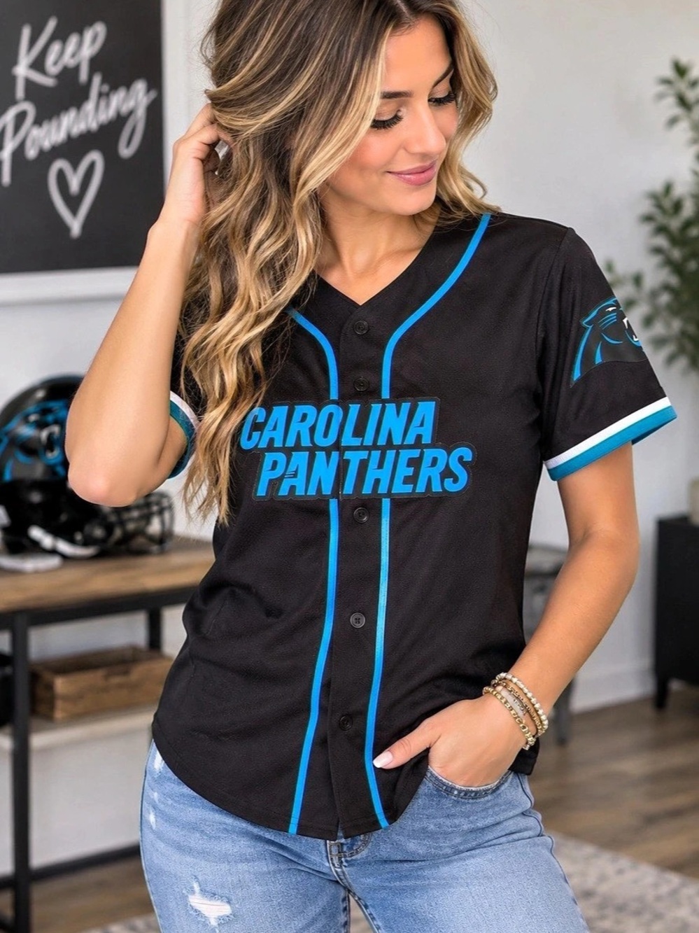 NFL Carolina Panthers Baseball Jersey | YouthM/Womens XS/S